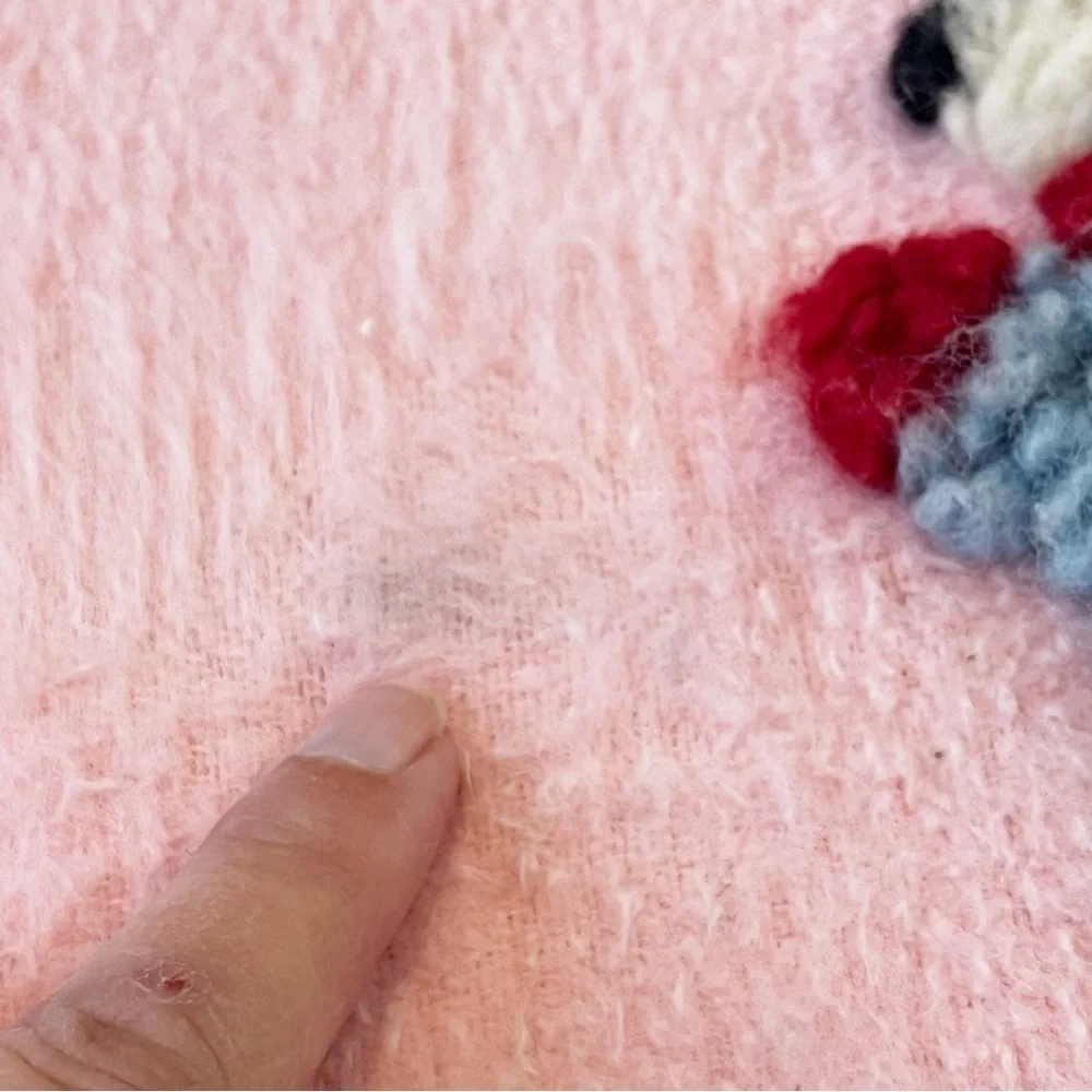 Baby Pepperell Pink Crib Blanket Tufted Bear Fringe Baby Girl Vintage 50s 60s